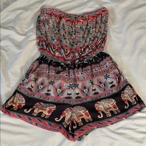 Multicolored Strapless Romper NWOT